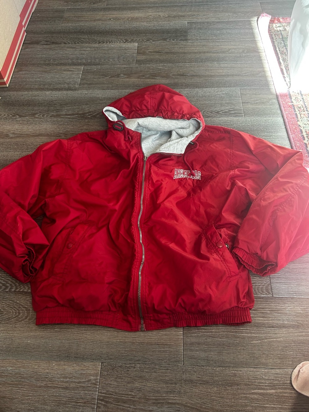 University of Arkansas Razorbacks Reversible Red Hooded Zip-Up Jacket